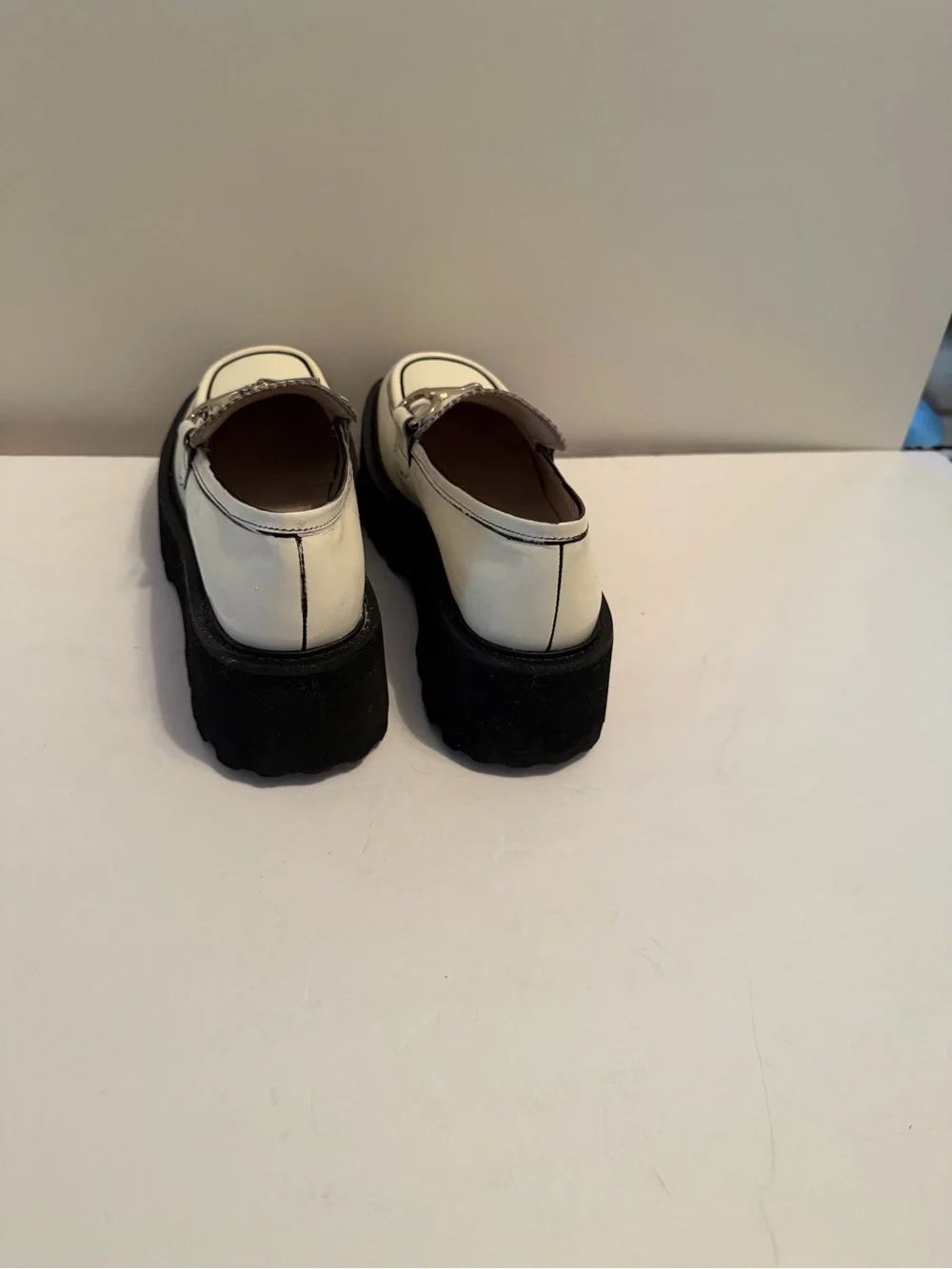 Jeffrey Campbell White and Black Horsebit Loafers